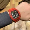 Luxury Mens Mechanical Watch Business Leisure R50-03 Fully Automatic Red Carbon Fiber Case Tape Swiss Movement Wristwatches