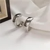 Серьги-кольца, золотые корейские геометрические металлические серьги серебряного цвета для женщин, женские ретро-ювелирные изделия, тренд 2022, модные круглые петли2139