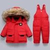 Conjunto de ropa para niños de 2 uds., chaquetas cálidas de invierno para bebés, mono grueso para niños, mono infantil, ropa para niñas, traje de nieve para niños 221012