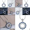 Chains Chains Luxury Gorgeous Women Jewelry Blue Crystal Round Pendant Snake Chain Necklace Wedding Engagement Party Set Gifts Drop Dhnqy