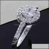 مجموعات مجوهرات أخرى 3pcs ملحقات المجوهرات Zircon مجموعات بلورية مطلية Sier Necklace Ring Suct