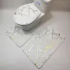 Badmatten Flanell Teppich Badezimmer Toilette 3 Set Streifen Druck Anti-Schlupf-Kee-resistenter Duschteppichzubehör 221012