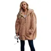 Femmes Fourrure Automne Hiver Femmes Faux À Capuche Manteau À Manches Longues Épaissie Lâche Cardigan Fermeture Éclair Grandes Poches Chaud Veste Outwear 6Q2156