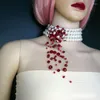 펜던트 목걸이 패션 크리 에이 티브 할로윈 틈새 디자인 떨어지는 혈액 크리스탈 진주 목걸이 과장된 섹시한 여자 클럽 댄스 파티 액세서리