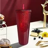 Bicchieri con borchie Starbucks 710ML Tazza da caffè in plastica Diamante brillante Tazza di cannuccia stellata Bicchieri Durian Prodotto regalo280d