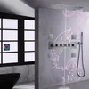 O chuveiro de banheiro conjunta Gun Grey Termostático de alta qualidade Cabeça LED Música Música Multi Functions Mixer Conjunto de massagem Jatos de massagem