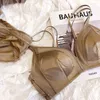 BRAS SETS WRIUFRED LIGHT Luxury Satin underkläder ingen stålring liten bröstkorg samlad sexig bh mjuk topp tunna botten tjocka underkläder set t220907