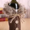 Bow ekose keten şişe kıyafetleri ile şarap kapağı kabarık yaratıcı şarap moda Noel dekorasyon ev fy3736