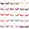 Kleurrijke 3D mink eye lashes 5d wimper dramatische donzige gekleurde valse wimpers extensies voor Halloween Christmas