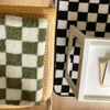 Kudde retro checkerbräda plädstol 40x40 cm lamm ull geometrisk diamant fönster säte vinter mjuk sit matta heminredning