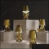 装飾的なオブジェクト図形ベッドサイドタッチコントロールテーブルランプコレクションゴールド思想家像がUSBポートに導かれ、DIMMABLE MODENT NIGHT OT3KF