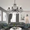 Chandeliers Chandelier Black Crystal 6 Light Elegant Iron Ceiling Fixture For Bedroom Farmhouse