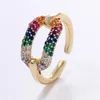 Trouwringen Luala Kleurrijke CZ Eeuwigheid Band Ring Verstelbaar ontwerpbetrokkenheid voor vrouwen beloven haar sieradencadeau