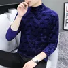 Heren t shirts brief printen fluweel shirt heren turtleneck m-4xl Korean streetwear slank tops hiphop sociale club outfits tee