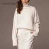 Women's Knits Tees Womens Winter Sweaters TurtleNeck Cashmere White Sweater Women Clothing 2022 Casual Knitted Female Loose Warm Jumpers Ladies T221012