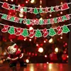 Christmas Decorations 15cm Merry Banner Garland Cloth Hanging Flags Home Santa Claus Snowman Deer Xmas Tree Bunting Party