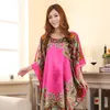 Women's Sleepwear Summer Nightgown Chinese Style Women's Pajamas Silk Sexy Loose Fitting Housewear Vintage Bathrobe