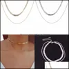 Chokers Chain Choker Two Layers Necklaces Fishbone Airplane Shape Gold Color Necklace Flat Jewelry Drop Delivery 2022 Pendants Dhust