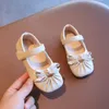 Flat Shoes Fashion Pleated Square Toe Dress Girl 2022 Bowtie Mary Jane Kids For Every Day Casual School Girls E12193