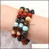 Fili di perline Galaxy Otto Pianeti Braccialetti di perline Fili Uomini Pietra naturale Universo Sistema solare Yoga Braccialetti Chakra per le donne Dh2Jr