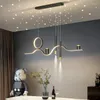 Ljuskronor restaurang ljuskrona modern minimalistisk led lång matbordslampa nordisk kreativ personlighetsstjärna bar