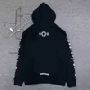 Erkek Hoodies Sweatshirts Erkekler Hoodie Yüksek Kaliteli Krom // Kalp Sanskrit Karga Çiçek Kol Küçük At Nalı Fermuar Hoodie Baskılı Palto Kazak ve Wo Lo