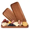 Plates Solid Wood Dinner Plate Rectangular Wooden With Raised Lips For Finger Appetizer Cheese Board