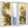 Pencere Çıkartmaları Özel Boyut Vintage Çin tarzı sanat resim yarı saydam kendi yapışkanlı cam filmler çıkartma kağıt kapısı h1052