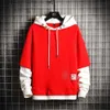 Herrtröjor tröjor lapptäcke punkstil långärmad hip hop street mode harajuku hooded cloing topp g221011