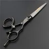 Black 6 Inch High Quality Hairdressing Scissors 360 Degree Rotating Handle Japan 440C Stainless Steel