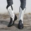 Bottes de Cowboy pour femmes, bottes courtes brodées au milieu, style folk, à la mode, automne-hiver, 2022
