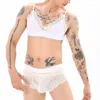 BRAS SETS Sissy Lingerie Erkekler İçin Set Sap Sütyen Top Mini Şort G-String Pouch Kılavuzları İç çamaşırı Bikinis İki Parça Hombre Nightwear 2022