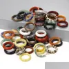 Pasjans szerokość pierścionka 4-6Mm pierścionek z naturalnego kryształu Opal Colorf agaty zestaw dla kobiet mężczyzn biżuteria Drop Delivery 2021 Otwbv