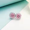 Orecchini a bottone Magnolia rosa Gioielli da sposa in argento sterling 925 per donne Ragazze con scatola originale per regalo fidanzata Pandora Set di orecchini con fiori carini