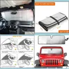 Bil Sunshade Windshield Sun Shade för 1997- Jeep Wrangler TJ JK JKU Sunshades Heat Shield Aluminium Foil Triple Laminat Structure Dro DHRBC