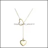 Colares pendentes Love Heart Womens Colares J￳ias Bated Gold Women Fashion Chain Metal Clandebone Colares Dia dos Namorados 1 7by Dhwt6