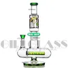 16 Zoll Glycerinspule Shisha Freezable Double Percolator Straight Bong mit Tube Bongs Glas Wasserpfeife Bubbler Dab Rig Rauchzubehör mit Quarznagel