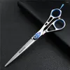 Blue 7 Inch Barber Cutting Scissors Spring Adjustment Screw Hairdressing Hair