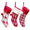 Knitted Christmas Stocking Xmas Tree Ornament Red And White Santa Candy Gift Bag Knitted Socks Prop Socks Party Pendant Decorations C1013
