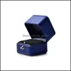 Ювелирные мешки мешки с ювелирными мешочками Oir Treasure Blue Ring Box Подвеска за пределами высокой кожи PU внутри темно-серой плюш может быть Dhrzh
