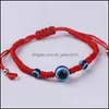 Charm Bracelets 3 Blue Beads Red String Bracelets Cord Bracelet Braided Ropes 78 N2 Drop Delivery 2022 Jewelry Dhmqd