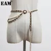 Waist Chain Belts EAM Pu Leather Red Black Metal Long Belt Personality Women Fashion All-match Spring Autumn 1DA526 221012