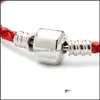 Charm Armbänder 1 stücke Lederarmband Schwarz Rot Kette Fit für Pandora Armreif Frauen Kinder Geschenk Drop Lieferung 2022 Schmuck Armbänder Dhbfq