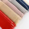 Hijab a righe con paillettes luccicanti tinta unita 100% poliestere Sciarpa scialle con frange da donna Avvolgere Pashmina Stola Bufanda Hijab musulmano