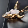 Pendant Necklaces Vintage Bull Skull Men's Necklace Golden Wrapped Resin Cattle Western National Style Denim Jewelry