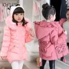 Down Coat Girls Odzież Dziecko S na ciepłe kurtki na wiosenną jesień dzieci solidne z kapturem słodkie „długi płaszcz 221012