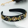 Lüks Barok Vitray Elmas Saç Aksesuarları Çiçek Kafa Bandı Moda Kadınlar Rhinestone Saç Bandı Saç Hoop Kız Hearwear