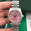 Mechanische horloge van dames 316L SILVER STAAL 28/36/41 mm wijzerplaat met diamant automatische wikkeling China's geavanceerde beweging roze oppervlakte saffier spiegel luxe horloge