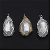 Pendant Necklaces Pendant Necklaces Natural White Crystal Resin Wrapped Freshwater Pearl Irregar Wrap Sierstone For Making Diy Jewel Dhg9K