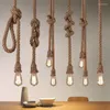 Pendant Lamps Vintage Rope Lights Attic Personality Industrial E27 Indoor Lightings For Loft/Living Room/Bar Retro Hanging Lamp